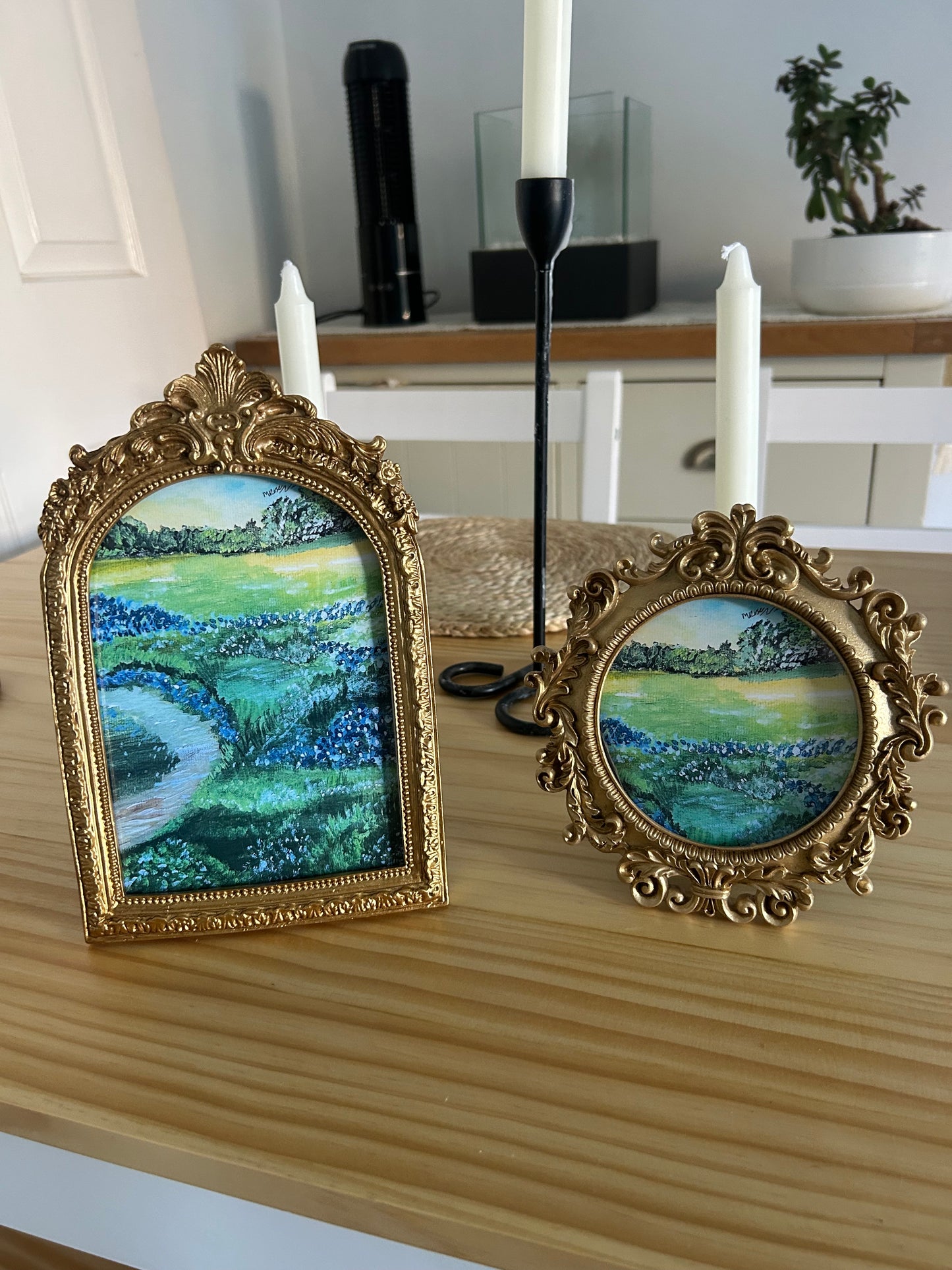 Floral landscape duo (frames included)