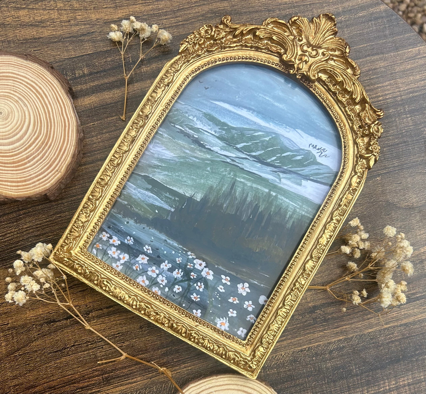 Floral Landscape Painting (Frame Included)