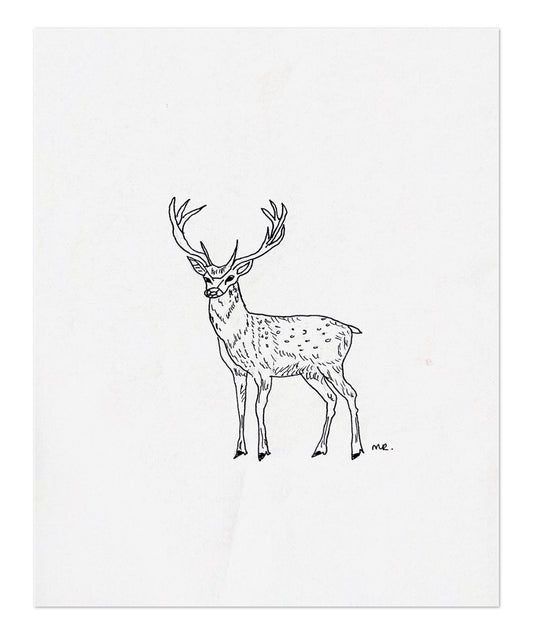 Minimalistic deer art print (with frame)