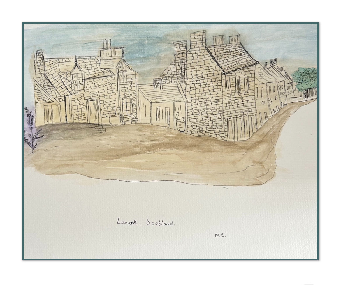 Illustration Art Print Lanark, Scotland 5”x 7”