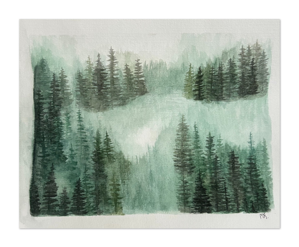 Watercolour trees art print 5”x 7”