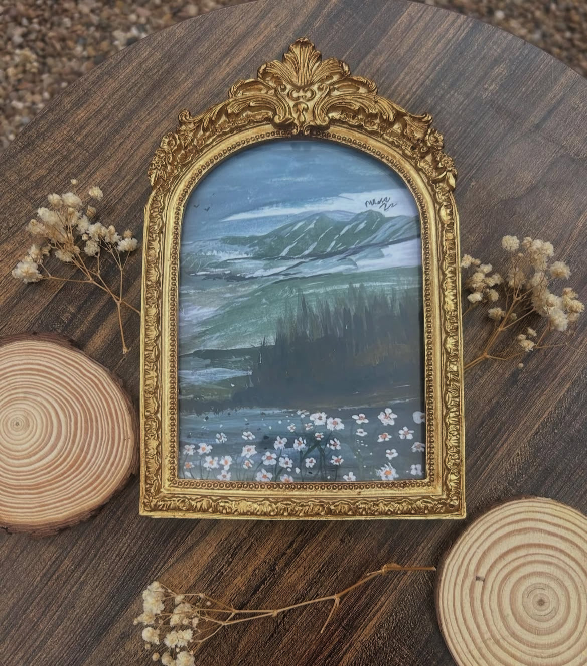 Floral Landscape Painting (Frame Included)