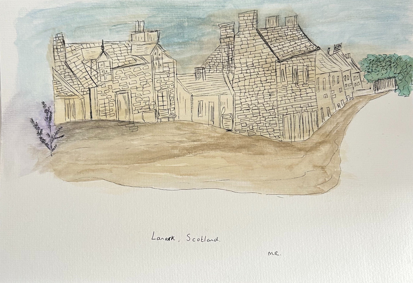 Illustration Art Print Lanark, Scotland 5”x 7”