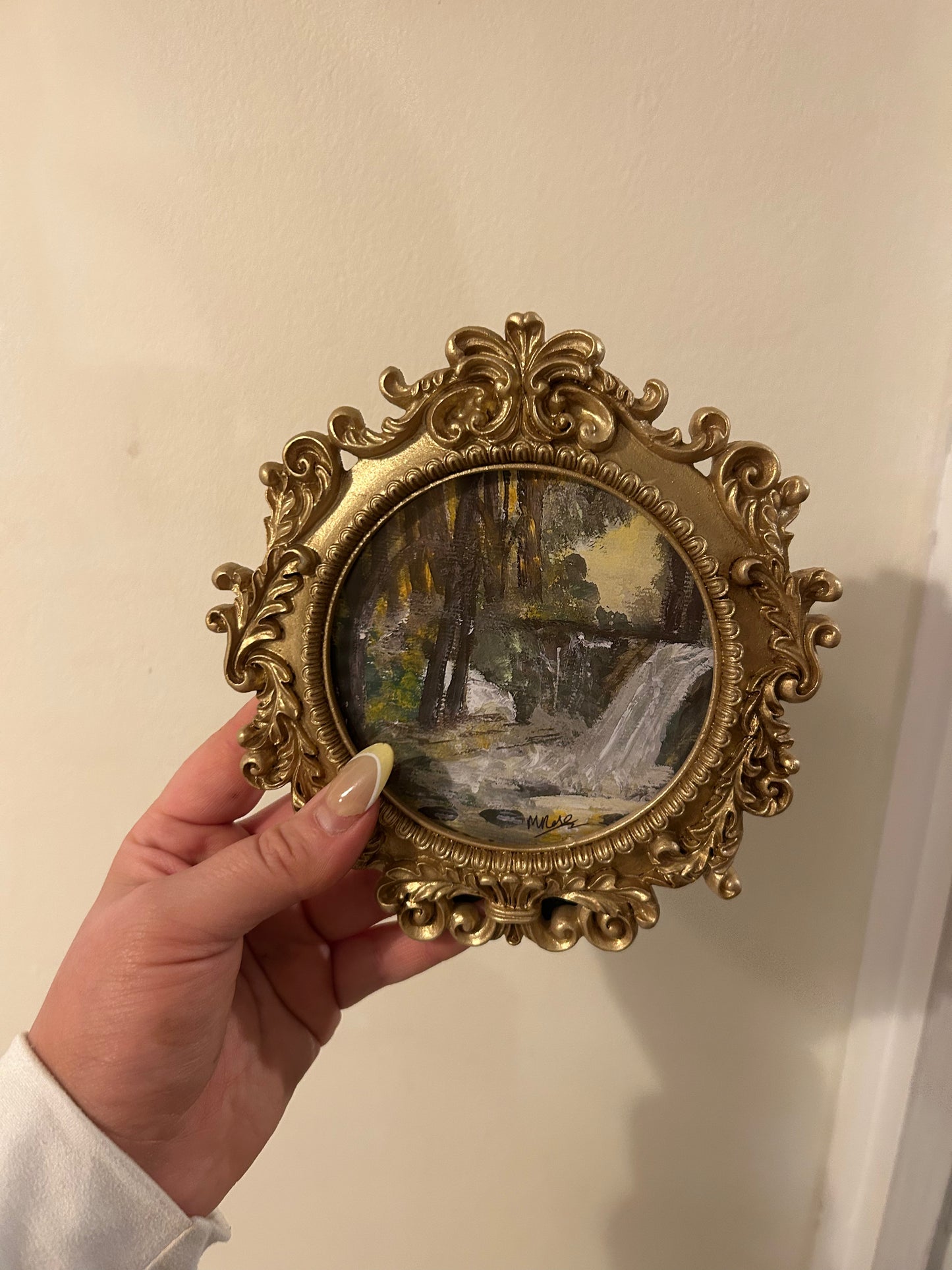 5x5cm Landscape Forest Painting (Gouache) Frame included